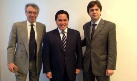 Massimo e Angelomario Moratti con Thohir