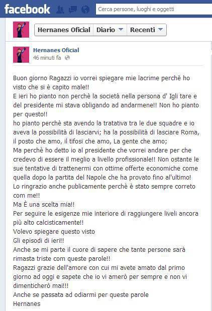 Il Facebook di Hernanes