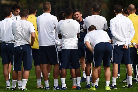 Walter Mazzarri e i giocatori dell'Inter