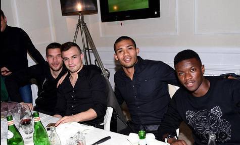Podolski, Shaqiri, Juan Jesus e Mbaye alla cena di squadra