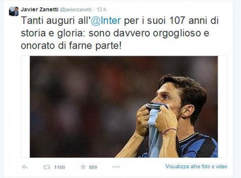 Il tweet di Zanetti