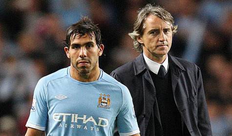 Mancini e Tevez ai tempi del Manchester City