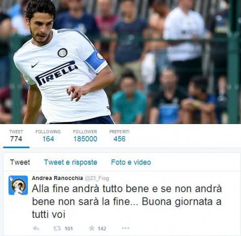 Il tweet di Ranocchia