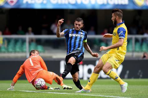 Mauro Icardi nell'azione del gol al Chievo