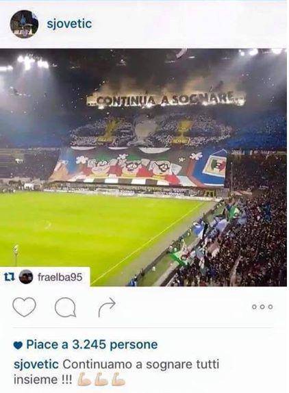 Il post di Jovetic su Instagram