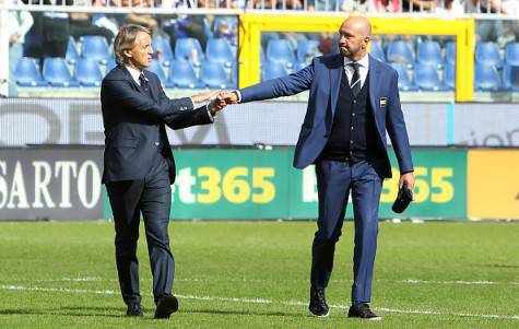 Roberto Mancini e Walter Zenga prima di Sampdoria-Inter