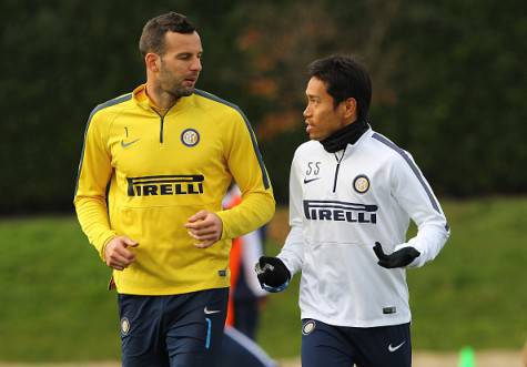 Samir Handanovic con Yuto Nagatomo alla Pinetina