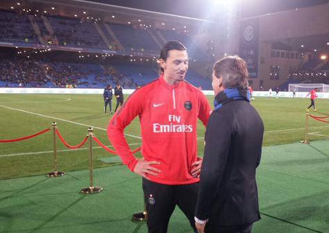 Mancini con Ibrahimovic prima di Inter-Psg a Marrakesh - foto @inter