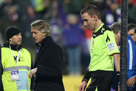 Mancini parla con Mazzoleni dopo Fiorentina-Inter ©Getty Images