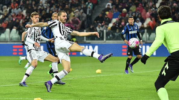 Juventus-Inter 2-0, il vantaggio bianconero siglato da Bonucci ©Getty Images