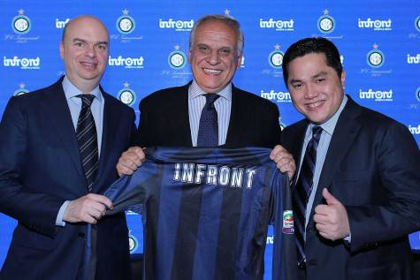 Bogarelli con Thohir e Fassone il giorno dell'annuncio di accordo Inter-Infront ©Getty Images