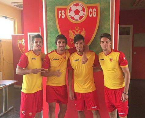 Inter, Jovetic assieme a tre compagni del Montenegro (twitter @sjovetic)