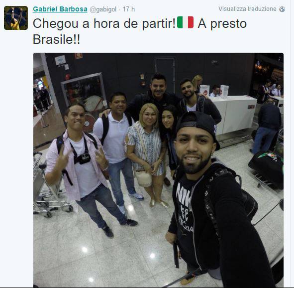 Inter, Gabigol verso Milano (foto Twitter)