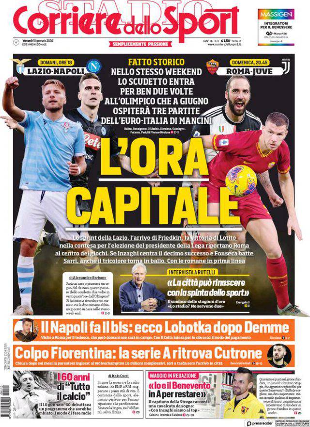 Corriere dello Sport | I titoli sull'Inter del 10 gennaio