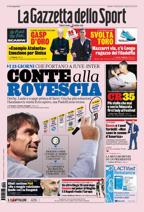 Gazzetta Dello Sport 24 Février 1988 – Rabah Madjer, Inter, Tombà, Barros, Piquet – Original