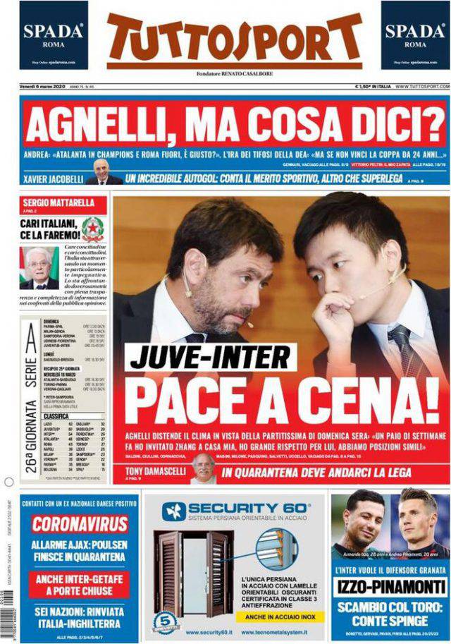 Tuttosport | Juve-Inter pace a cena!