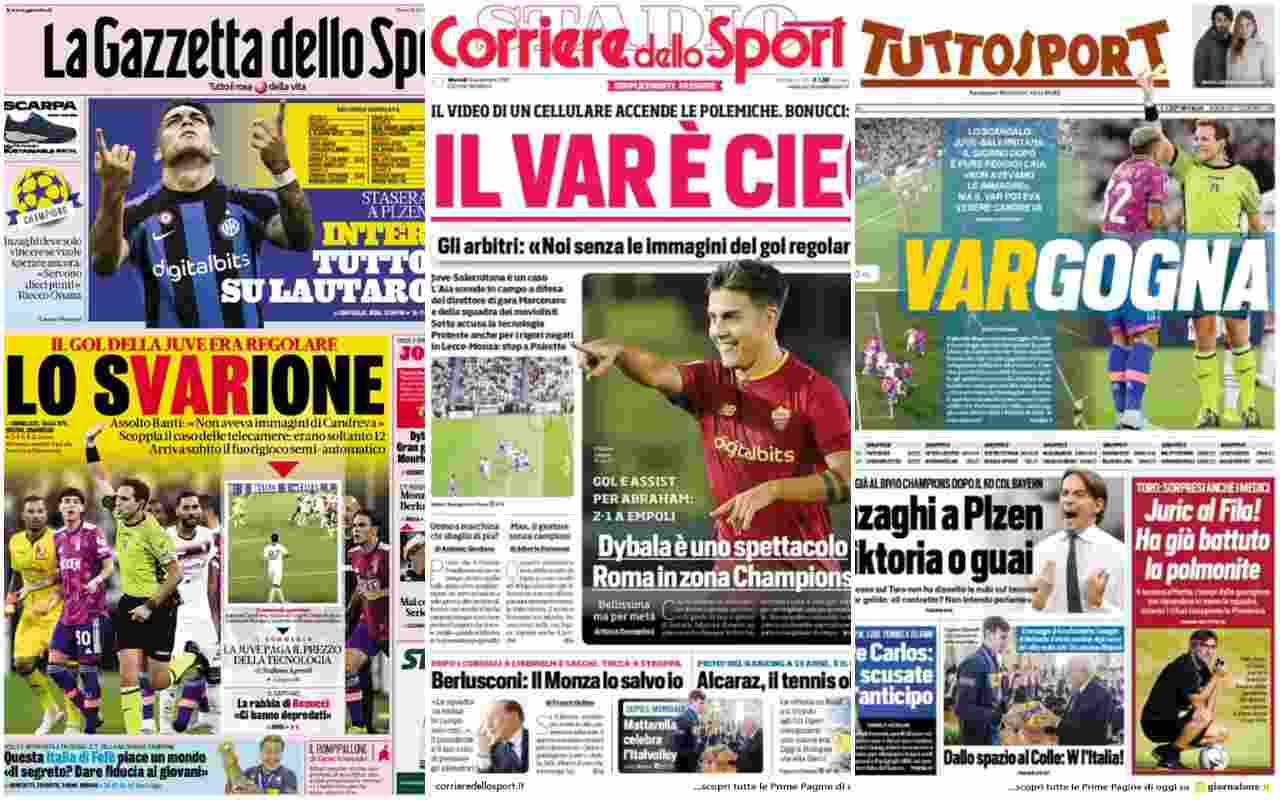 Le prime pagine di Gazzetta, Corriere e Tuttosport