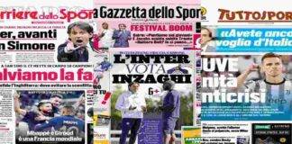 Rassegna stampa: titoli Inter gazzetta corriere tuttosport
