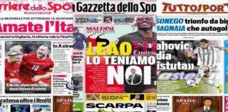 Gazzetta, Corriere e Tuttosport: i titoli sull'Inter
