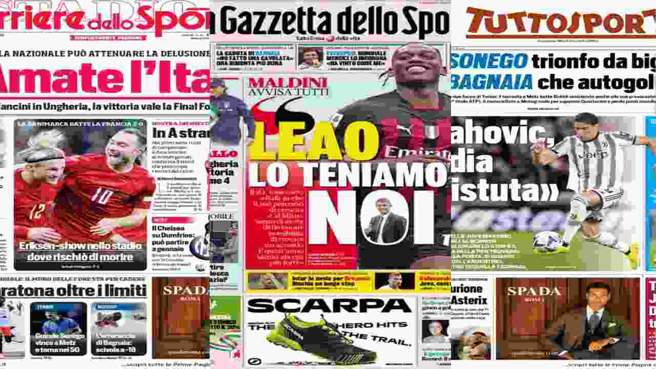 Gazzetta, Corriere e Tuttosport: i titoli sull'Inter