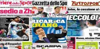 Gazzetta, Corriere e Tuttosport: i titoli sull'Inter