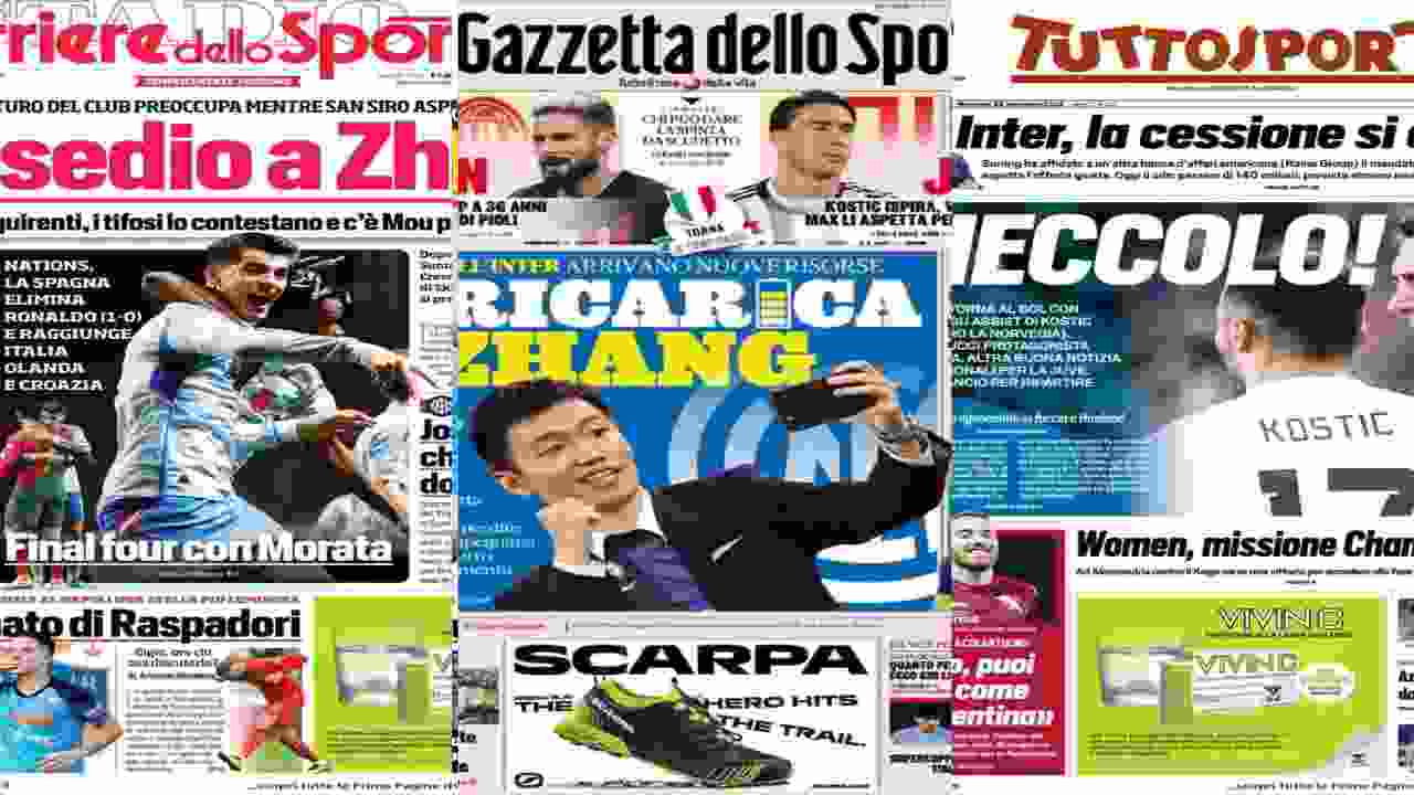 Gazzetta, Corriere e Tuttosport: i titoli sull'Inter