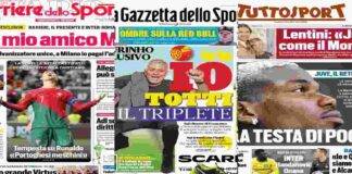 Gazzetta, Corriere e Tuttosport: i titoli sull'Inter