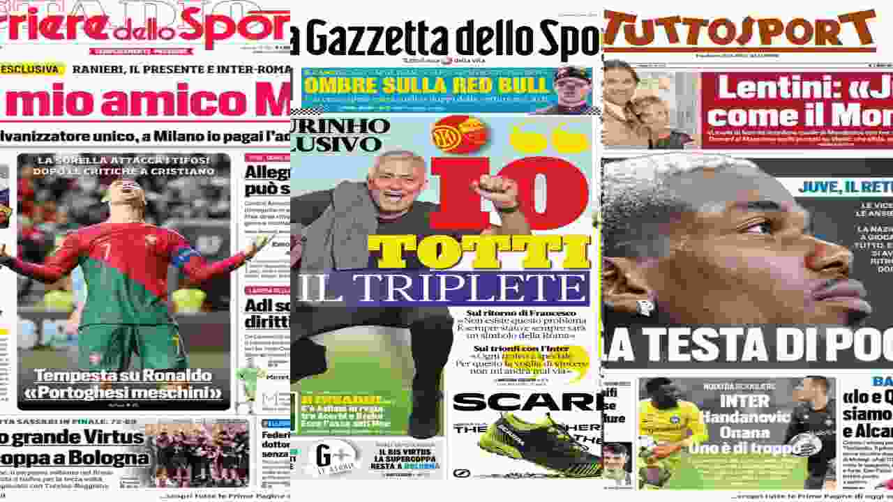 Gazzetta, Corriere e Tuttosport: i titoli sull'Inter