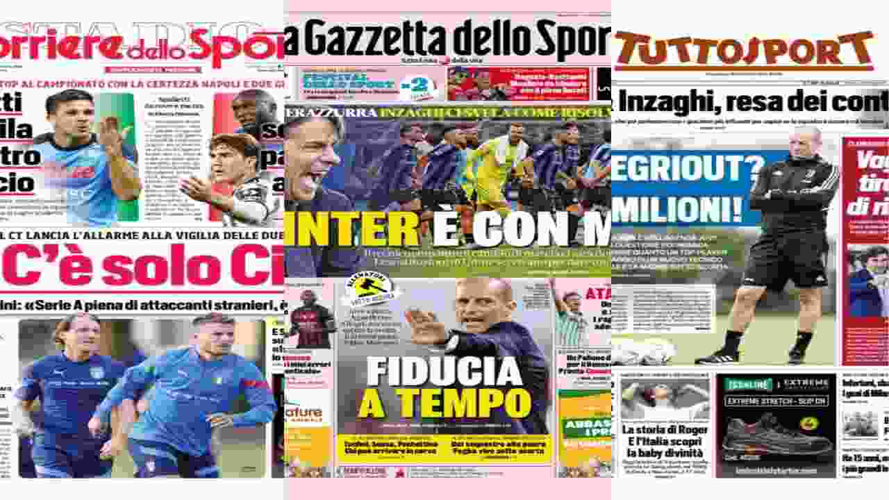 rassegna stampa titoli inter prima pagina gazzetta corriere tuttosport