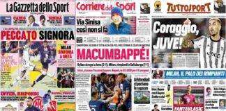 Le prime pagine di Gazzetta, Corriere e Tuttosport