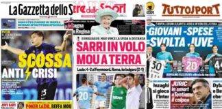 Le prime pagine di Gazzetta, Corriere e Tuttosport