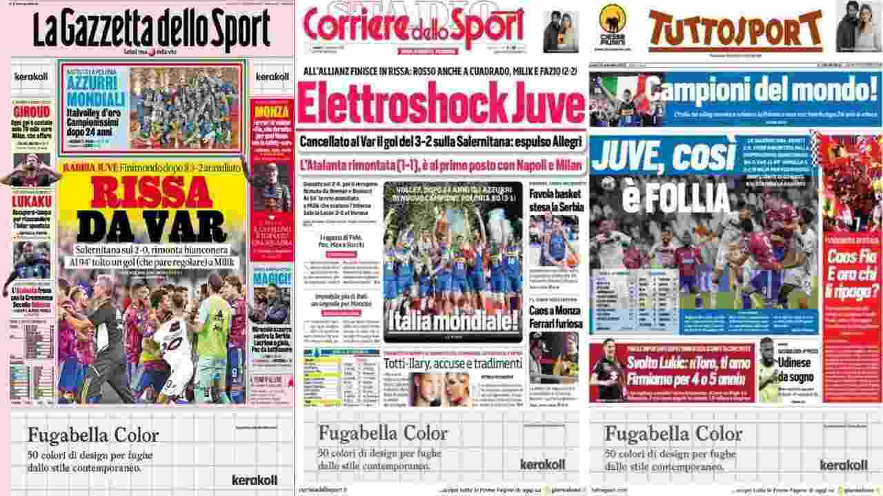 Le prime pagine di Gazzetta, Corriere e Tuttosport