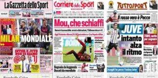 Le prime pagine di Gazzetta, Corriere e Tuttosport