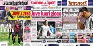 Le prime pagine di Gazzetta, Corriere e Tuttosport
