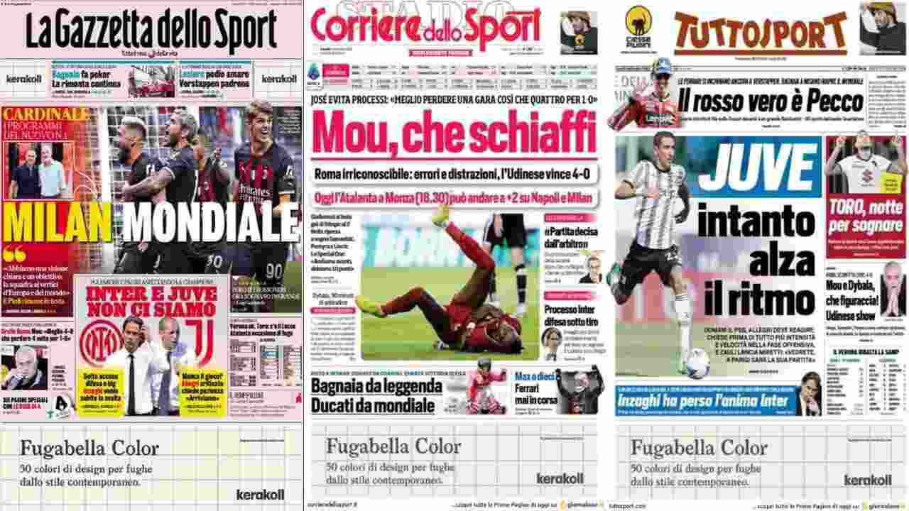 Le prime pagine di Gazzetta, Corriere e Tuttosport