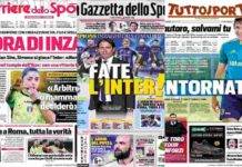 Gazzetta, Corriere, Tuttosport: i titoli sull'Inter