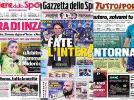 Gazzetta, Corriere, Tuttosport: i titoli sull'Inter