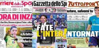 Gazzetta, Corriere, Tuttosport: i titoli sull'Inter