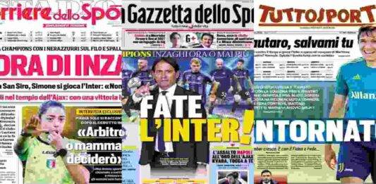 Gazzetta, Corriere, Tuttosport: i titoli sull'Inter