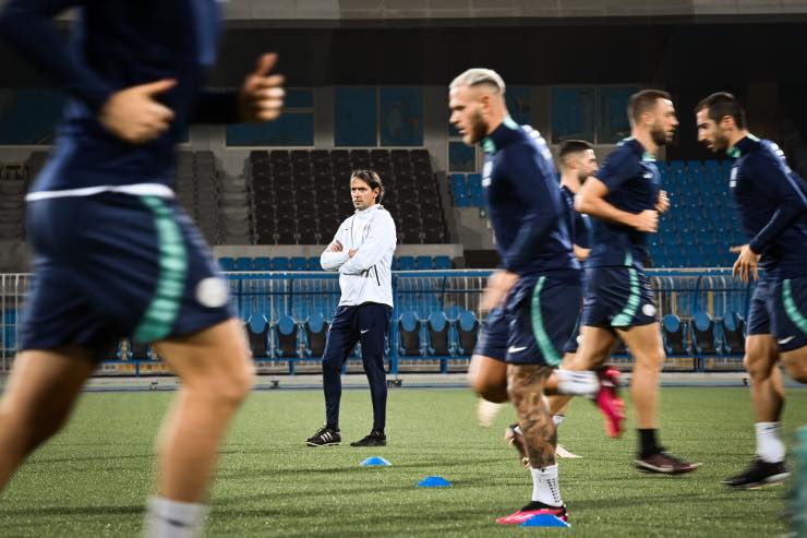 Inzaghi e il gruppo in allenamento a Riyad