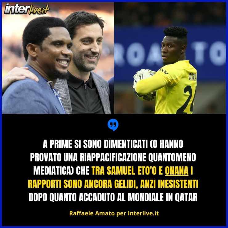 Onana freddo con Eto'o, rapporti ancora inesistenti