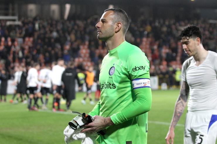 Samir Handanovic in campo in Coppa Italia