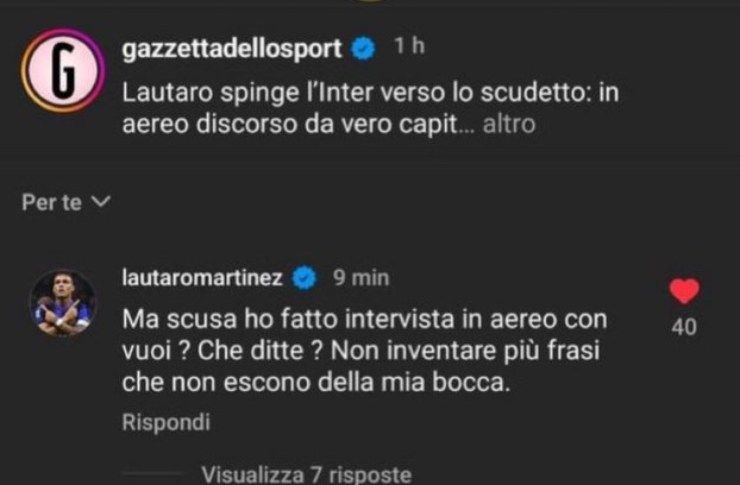 Lautaro attacca la Gazzetta