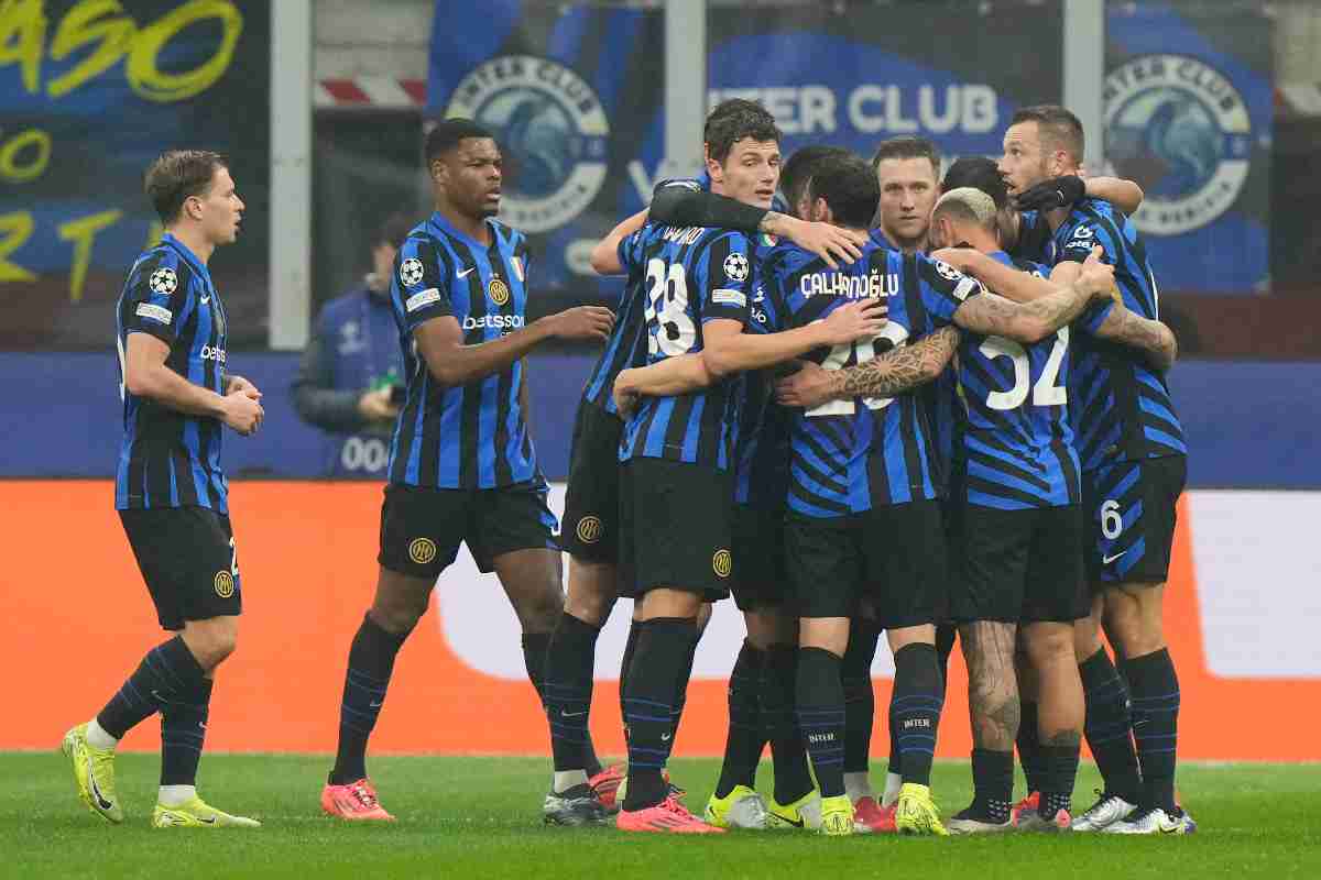 L'esultanza dei giocatori dell'Inter