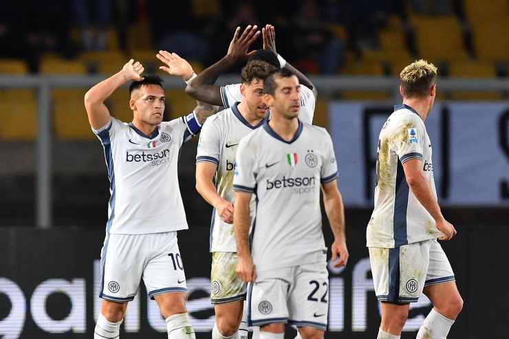 L'esultanza dell'Inter contro il Lecce