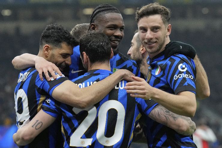 L'Inter festeggia un gol 