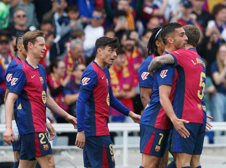 I giocatori del Barcellona esultano