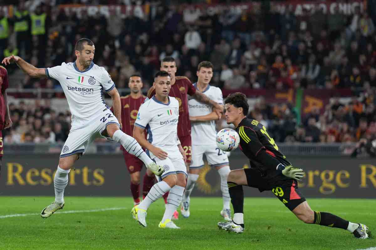 Un momento dell'andata di Roma-Inter