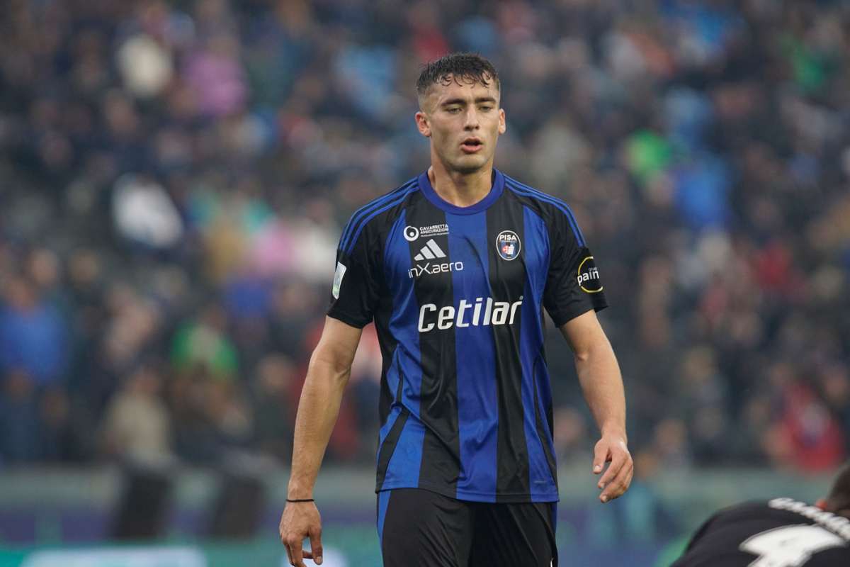 Simone Canestrelli in campo con il Pisa