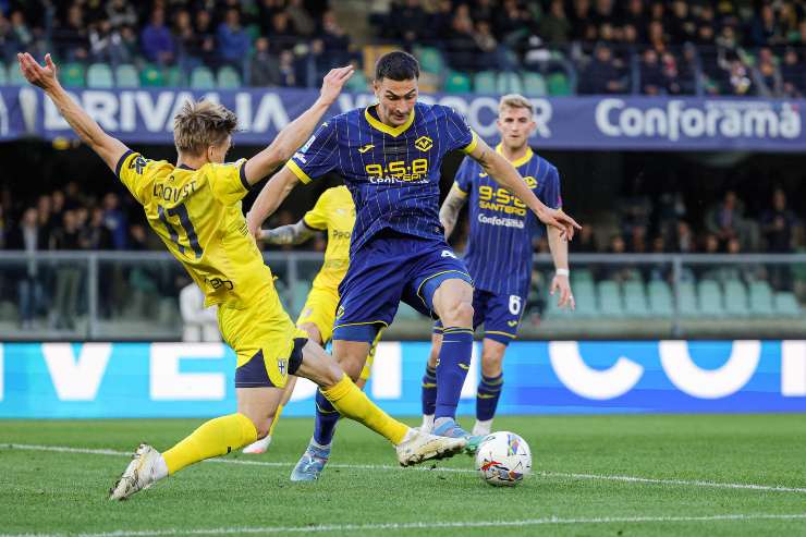 Diego Coppola in azione contro il Parma